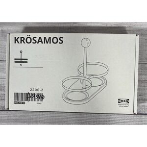 IKEA KROSAMOS Jar Holder Wood Metal Stand Organizer NIB